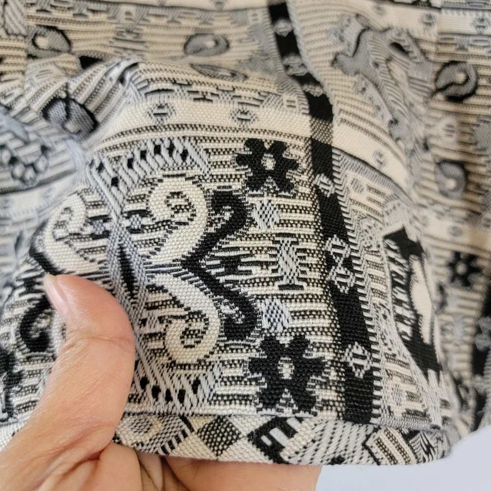 VTG Nava Valley Black White Quilted Jacket Sz PL Full-Zip Geometric Goth Grunge